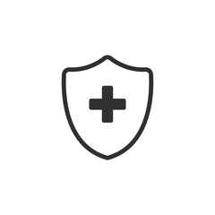 Vector Medical Shield with cross icon. Stock vector illustration isolated on white background.