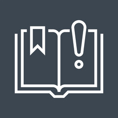 Book with Exclamation Point Thin Line Vector Icon. Flat icon isolated on theblack background. Editable EPS file. Vector illustration.