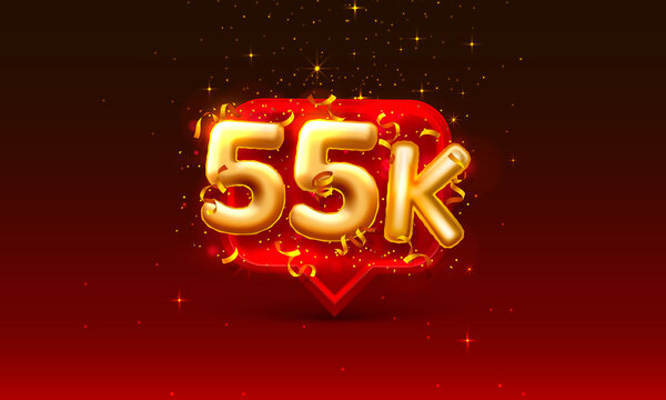 Thank you followers peoples, 55k online social group, happy banner celebrate, Vector