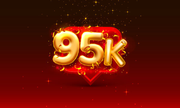 Thank you followers peoples, 95k online social group, happy banner celebrate, Vector