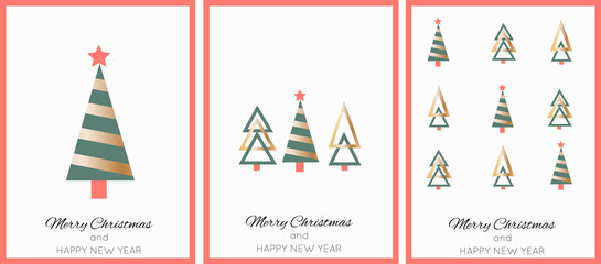 Obraz na płótnie Canvas Merry Christmas and Happy new year card set in minimal style. Vector illustration. 