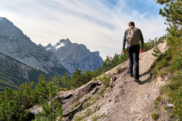 Fototapeta premium Hiker in the bavarian alps