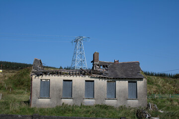 Fototapeta na wymiar Abandoned building on electrical power station.