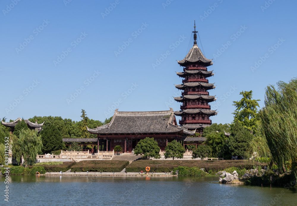 Poster Pagode du jardin historique de Panmen à Suzhou, Chine