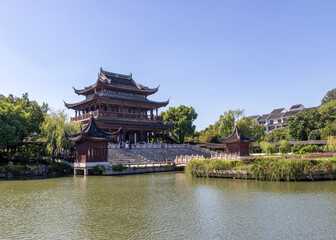 Lac du jardin historique de Panmen à Suzhou, Chine