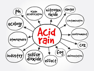 Acid rain mind map, concept for presentations and reports