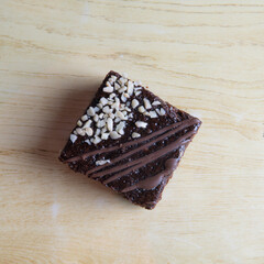 .square chocolate cake slice