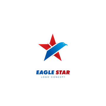 Eagle Star Logo Design Template Flat Style Vector