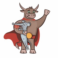 New Year 2021 symbol ox with died rat