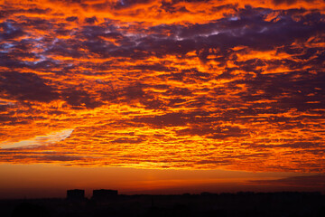 The colors of a burning sunset in the sky