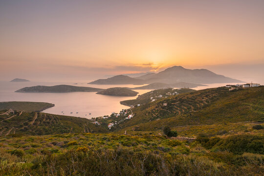 View of Kampi village on Fourni island and Kisiria, Thymaina, Ikaria.