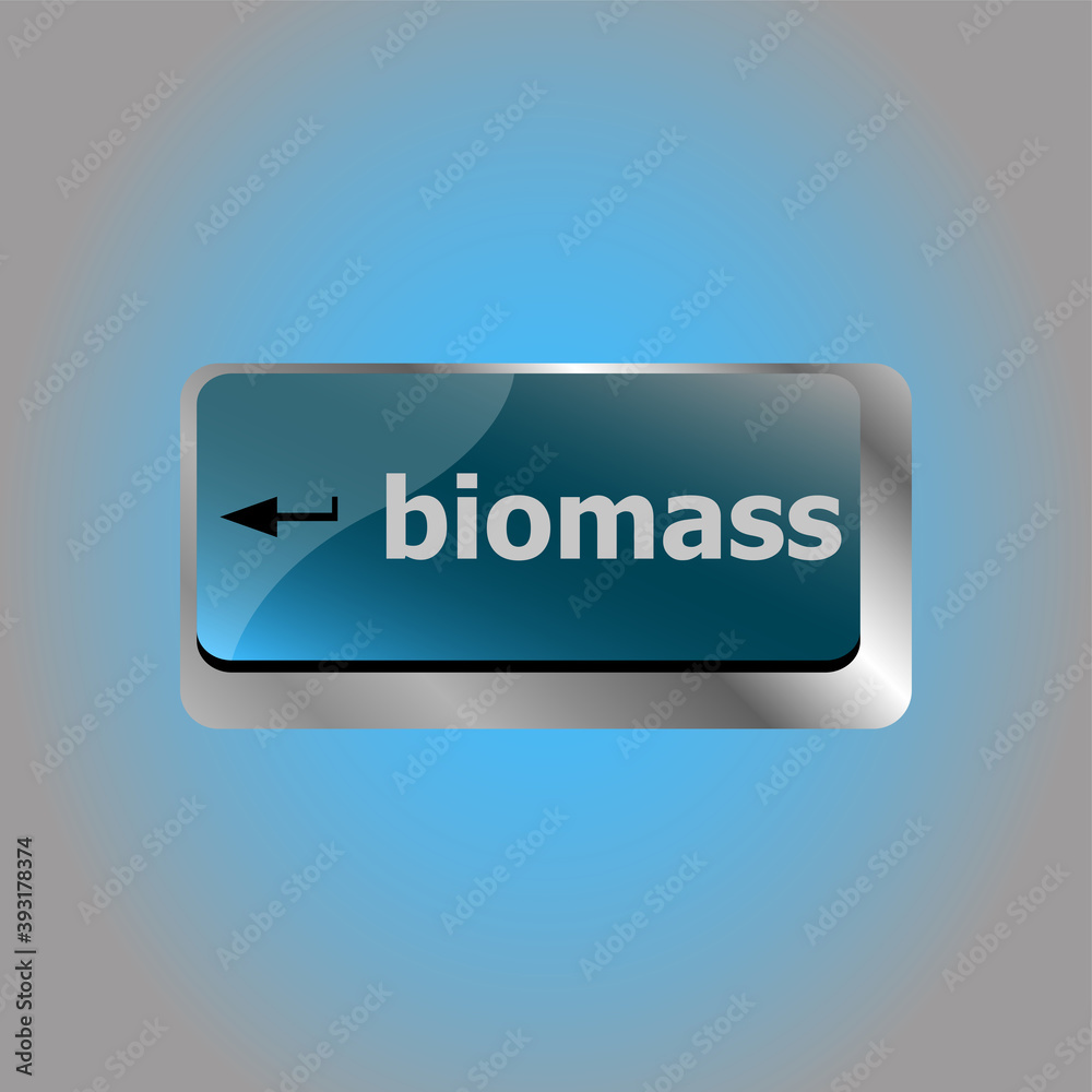 Poster keyboard keys with biomass word button on it