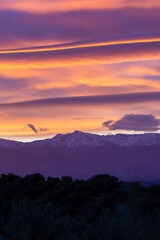 Large lenticular clouds over Sierra Nevada at sunrise