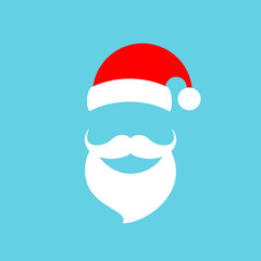 Santa Claus beard and hat vector icon