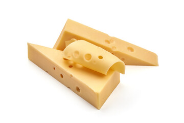 Cheese triangle, isolated on white background