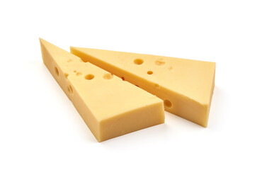 Cheese triangle, isolated on white background