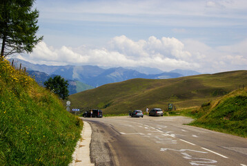 Fototapeta premium Mountain road in the French Pyrenees. High quality photo. Copy Space for characters or letters