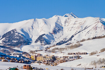 Town of Mt. Crested Butte - Ski Town of Mt. Crested Butte as seen from Crested Butte, Colorado in...