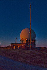 Großer Arber Gipfel Panorama Radar in der Nacht