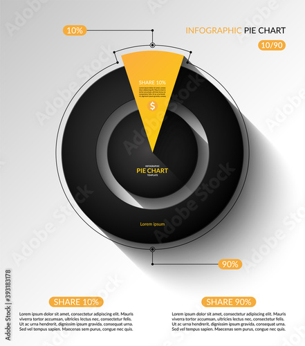 Infographic Pie Chart Template Share Of 10 And 90 Percent Vector Illustration Wall Mural Vectorcreator