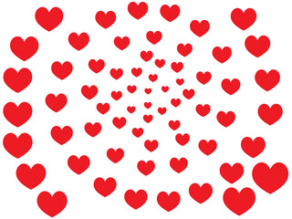 Simple red hearts. Flat style background. Vector illustration.