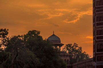A view of Agra, India just after sunrise
