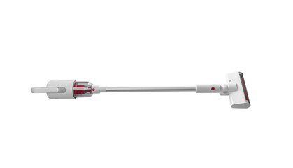 Modern hand-held white vacuum cleaner isolated on white background