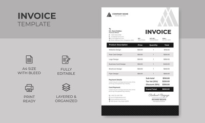 Modern Creative & Clean Business Invoice Design Template, A4 Invoice vector & illustration Design Template 