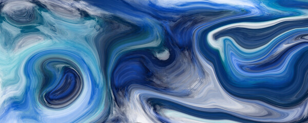 Fototapeta na wymiar Blue Acrylic Pour Color Liquid marble abstract surfaces Design 