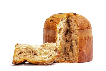 christmas panettone isolated on white background