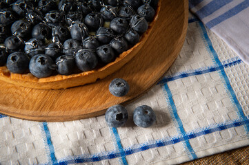 French open pie. Blueberry tart. Blueberry pie.