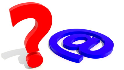 Red question mark with blue email icon concept