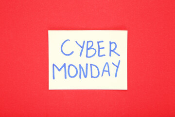 Inscription Cyber Monday on red background