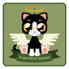 Purrfect Christmas banner with a cute cat
