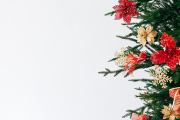 New Year's background Christmas tree decor is the place to sign a postcard