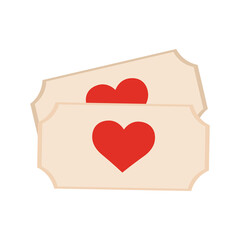 Isolated romantic heart tickets red love icon- Vector