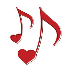 Isolated romantic heart music pink love icon- Vector