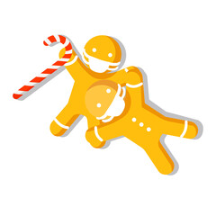 Hand drawn Christmas vector gingerbread men wearing masks