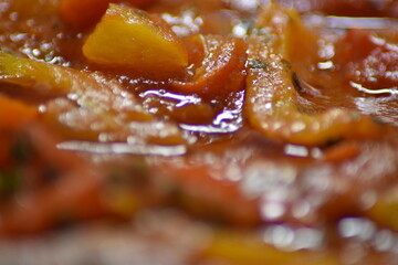 close-up of pan-fried pepper sauce