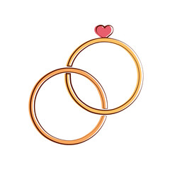 Isolated romantic rings golden love icon- Vector