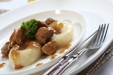 Close up of silesian dumplings