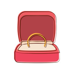 Isolated romantic rings golden love icon- Vector