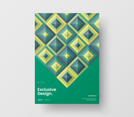 Fototapeta premium Brochure front page design layout. Vertical corporate identity A4 report cover. Modern abstract geometric vector business presentation illustration template.