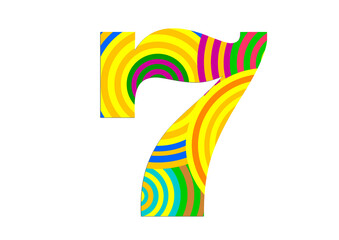 number seven made of fun colorful circle pattern for decoration