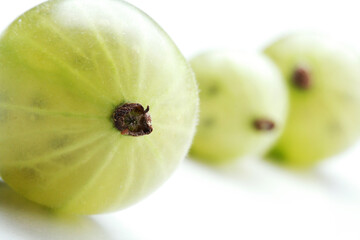 Close up of gooseberrys on white background