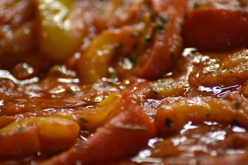 close-up of pan-fried pepper sauce