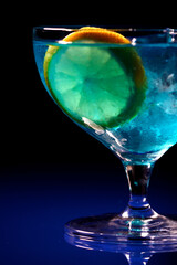 Close up of blue curacao drink