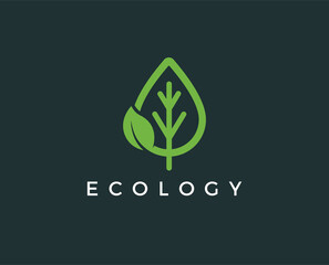 minimal leaf logo template - vector illustration