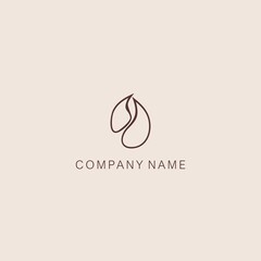 A symbol or logo of a simple, minimalistic, stylized flower bud shape, consisting of two elements. Made with a thin line.