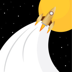 Space rocket fly to sun road to space poster - Vector